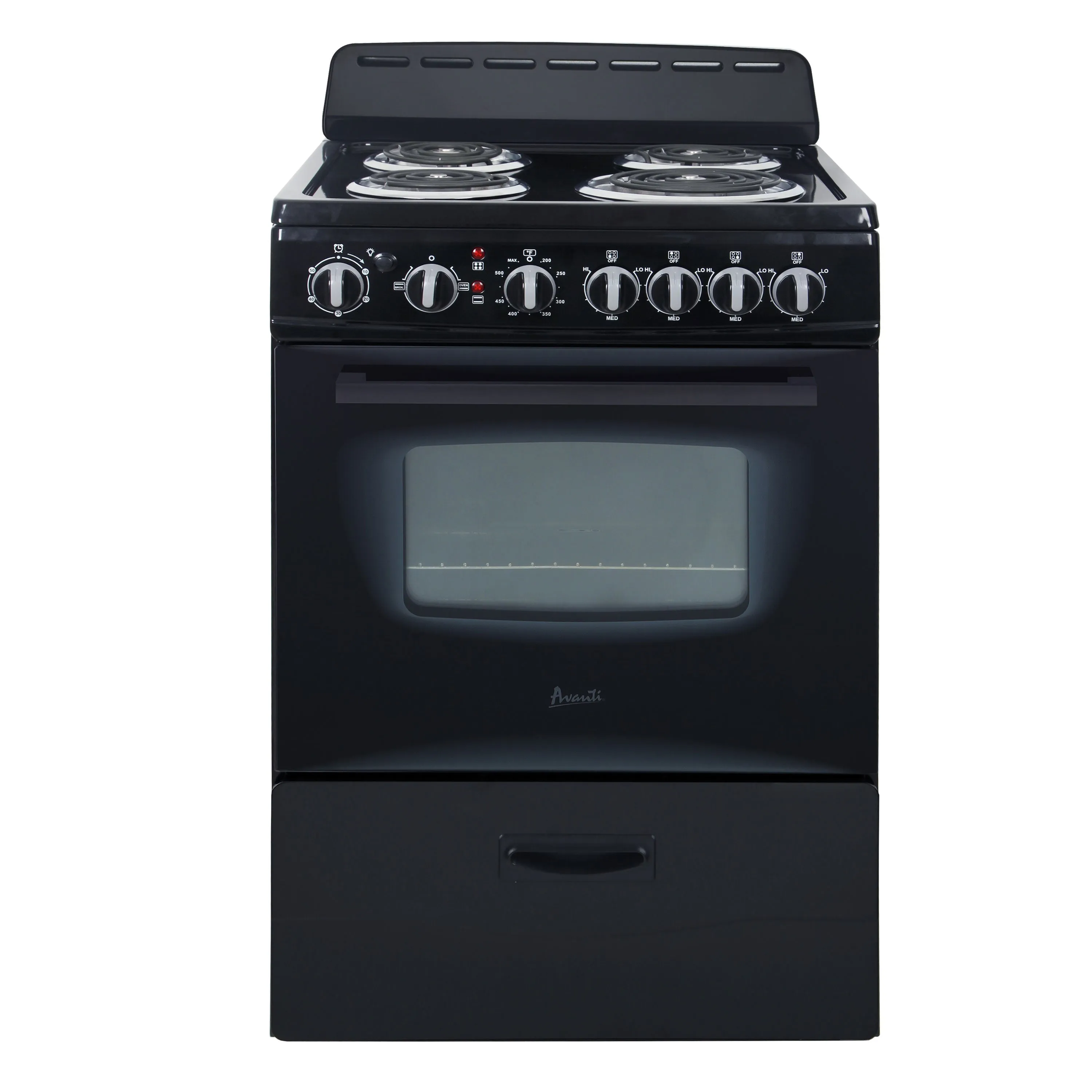 Avanti - ERU240P1B. Avanti 24 Electric Range Oven with Framed Glass Door. in Black