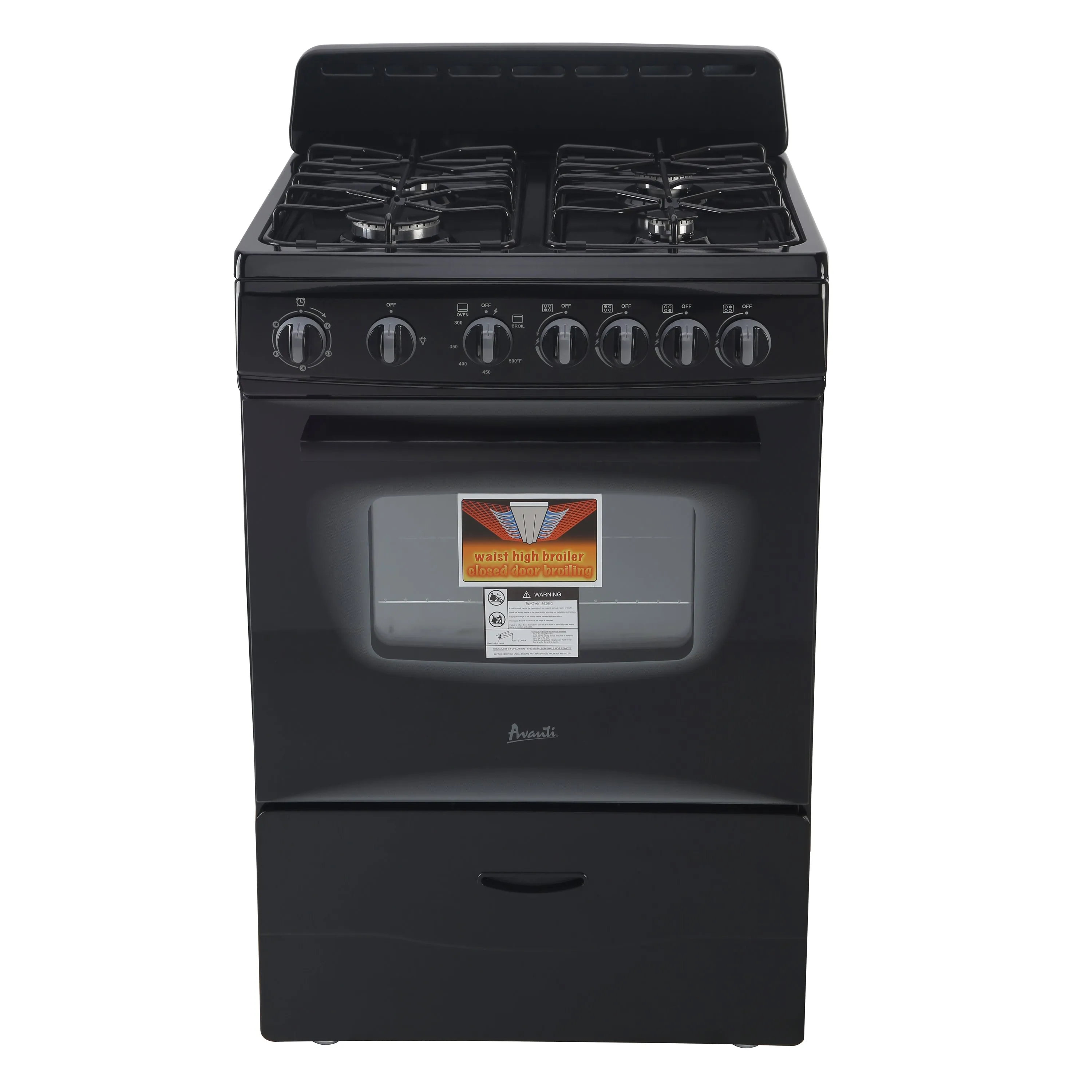 Avanti - GR2415CB. Avanti 24 Compact Gas Range Oven. in Black