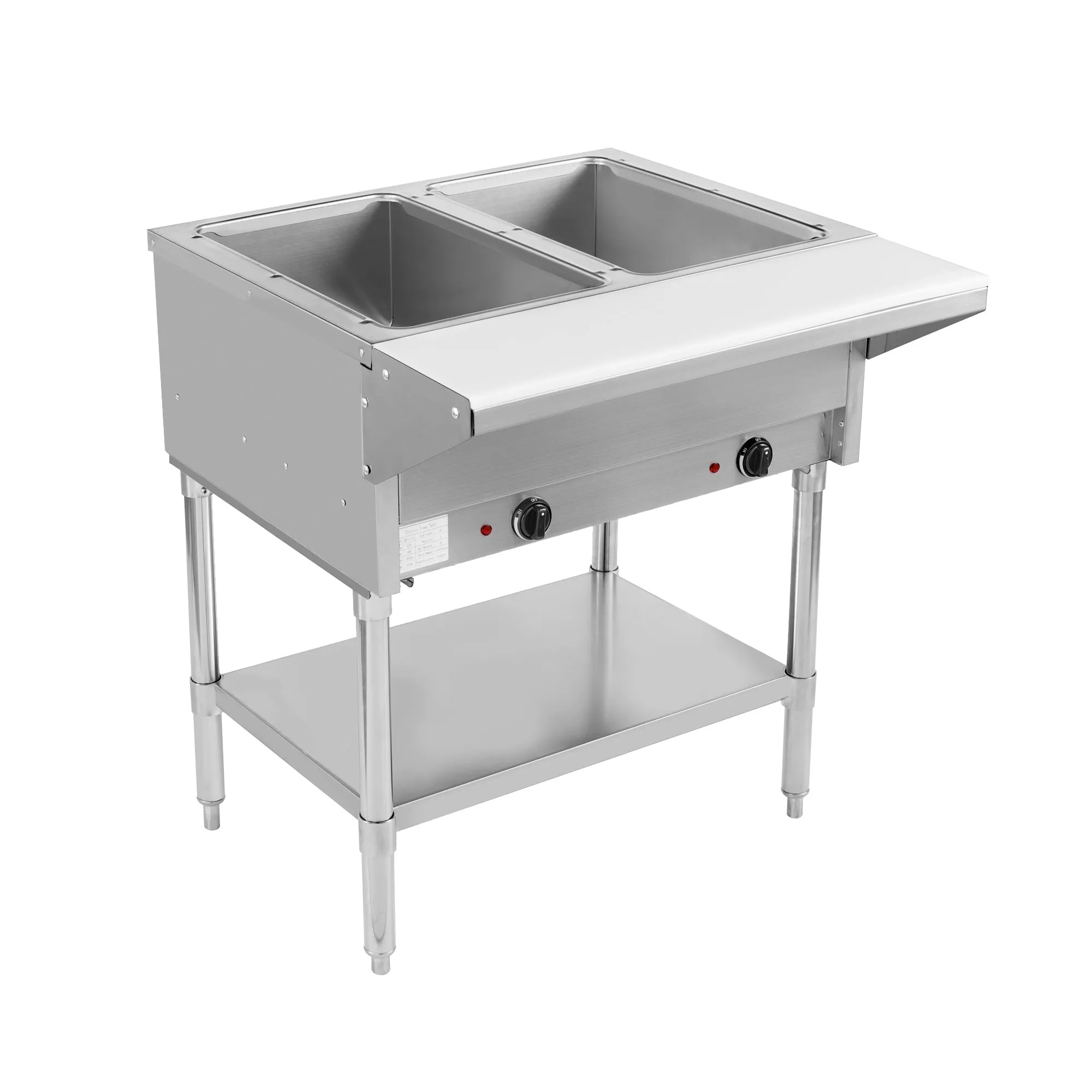 BevLes - BVST-2-120. BevLes 2 Well Electric Steam Table. 120V. in Silver