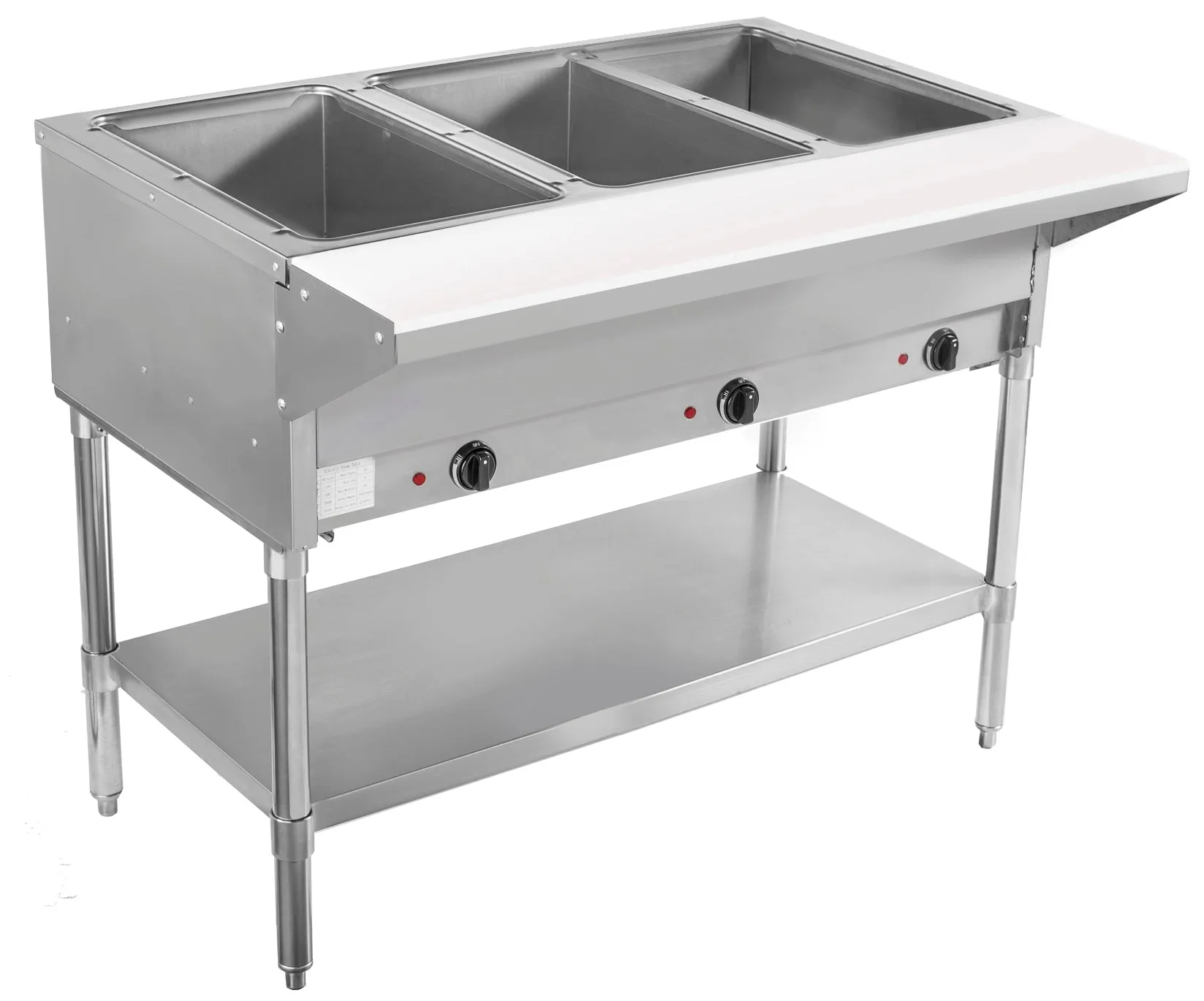 BevLes - BVST-3-120. BevLes 3 Well Electric Steam Table. 120V. in Silver