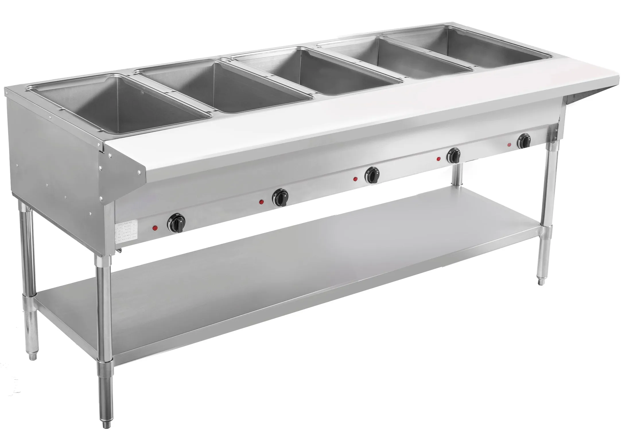 BevLes - BVST-5-240. BevLes 5 Well Electric Steam Table. 230V. in Silver