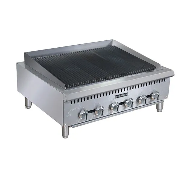 Black Diamond - BDCTC-36. Heavy Duty Gas Charbroiler. 6 Burner. 120K Ng