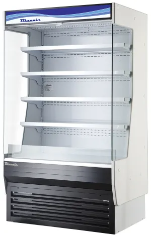Blue Air - BOD-72G. 72 W x 32-1/2 D.  Vertical Open Display Case. Glass Side Panel