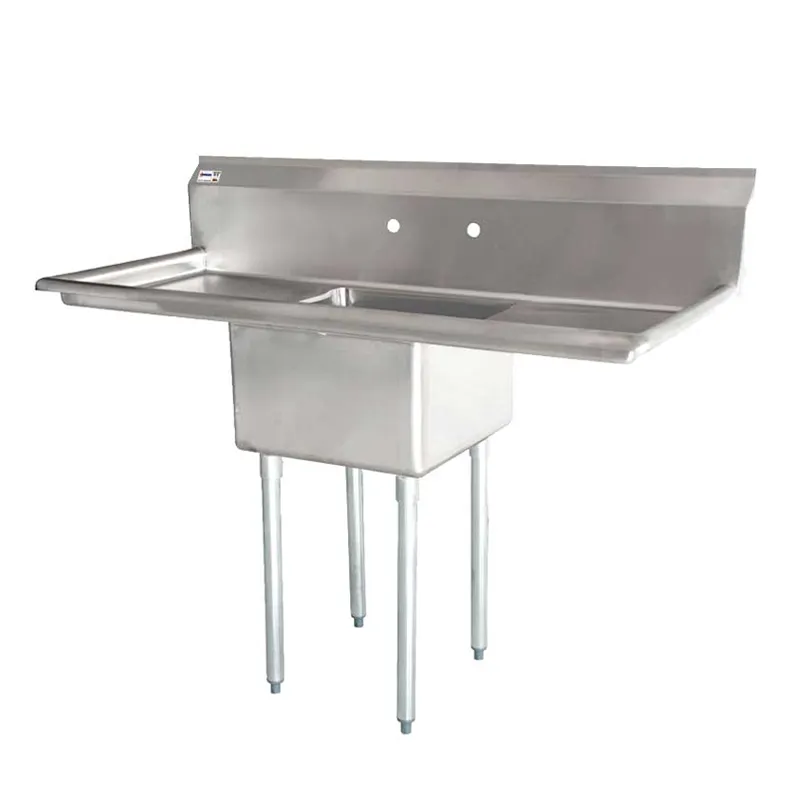 Chef AAA - 43759. One Tub Pot Sink 3.5 Inch Center Drain 2 Drain Boards
