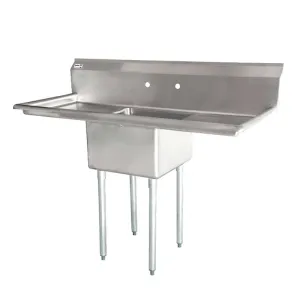 Chef AAA - 43759. One Tub Pot Sink 3.5 Inch Center Drain 2 Drain Boards