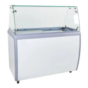 Chef AAA - FR-CN-0360-S. Commercial 50 Glass Door Ice Cream Dipping Chest Freezer and Sneeze Guard Display