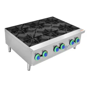 Chef AAA - KF-HP36-M. Commercial 36 Hot Plate Countertop 6 Burner Gas