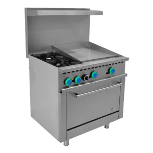 Chef AAA - R36-24MG. Commercial 36 2 Burner with 24 Griddle Gas Oven Range