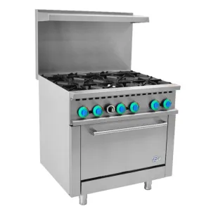 Chef AAA - R36. Commercial 36 6 Burner Gas Oven Range