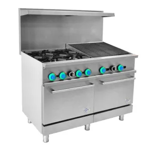 Chef AAA - R48-24CB. Commercial 48 4 Burner with 24 Charbroiler Gas Oven Range