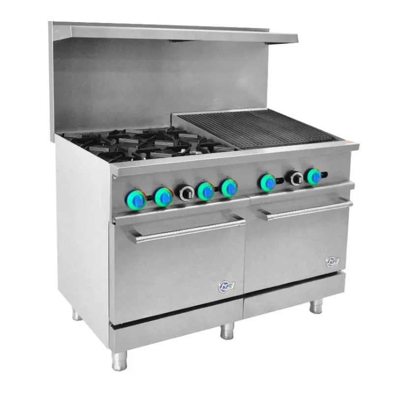 Chef AAA - R48-24CB. Commercial 48 4 Burner with 24 Charbroiler Gas Oven Range