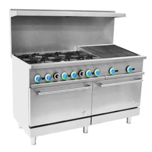 Chef AAA - R60-24CB. Commercial 60 6 Burner with 24 Charbroiler Gas Oven Range