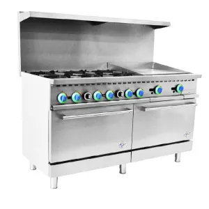 Chef AAA - R60-24MG. Commercial 60 6 Burner with24 Griddle Gas Oven Range