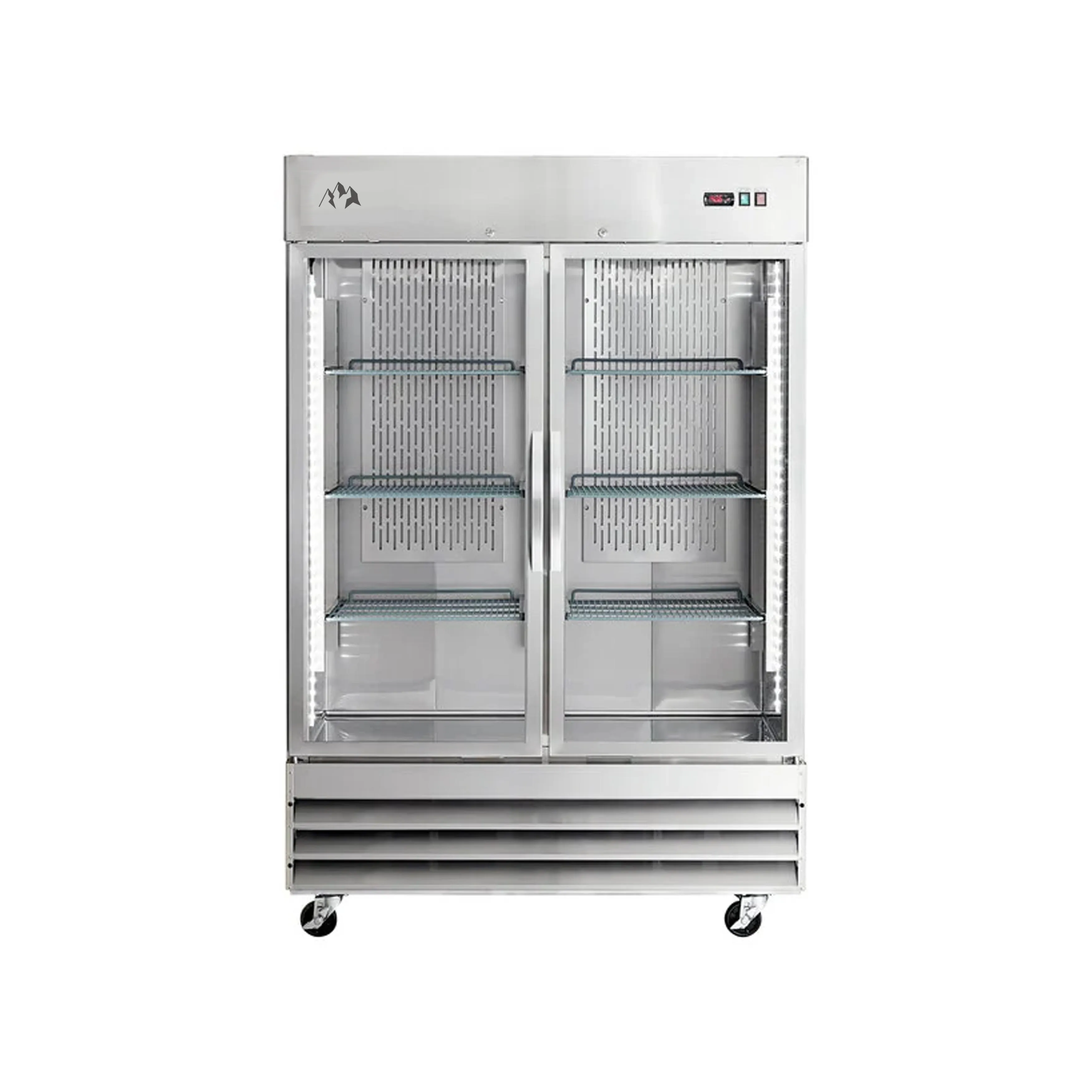 Chef AAA - SS-2R-G-HC. Commercial 54 Reach-In Refrigerator Stainless Steel Glass Door 47 cu.ft.