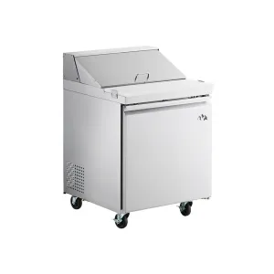 Chef AAA - SS-PT-27-HC. Commercial 27 Sandwich Prep Table Refrigerator 6 Pans 1 Door Stainless Steel 6 cu.ft.
