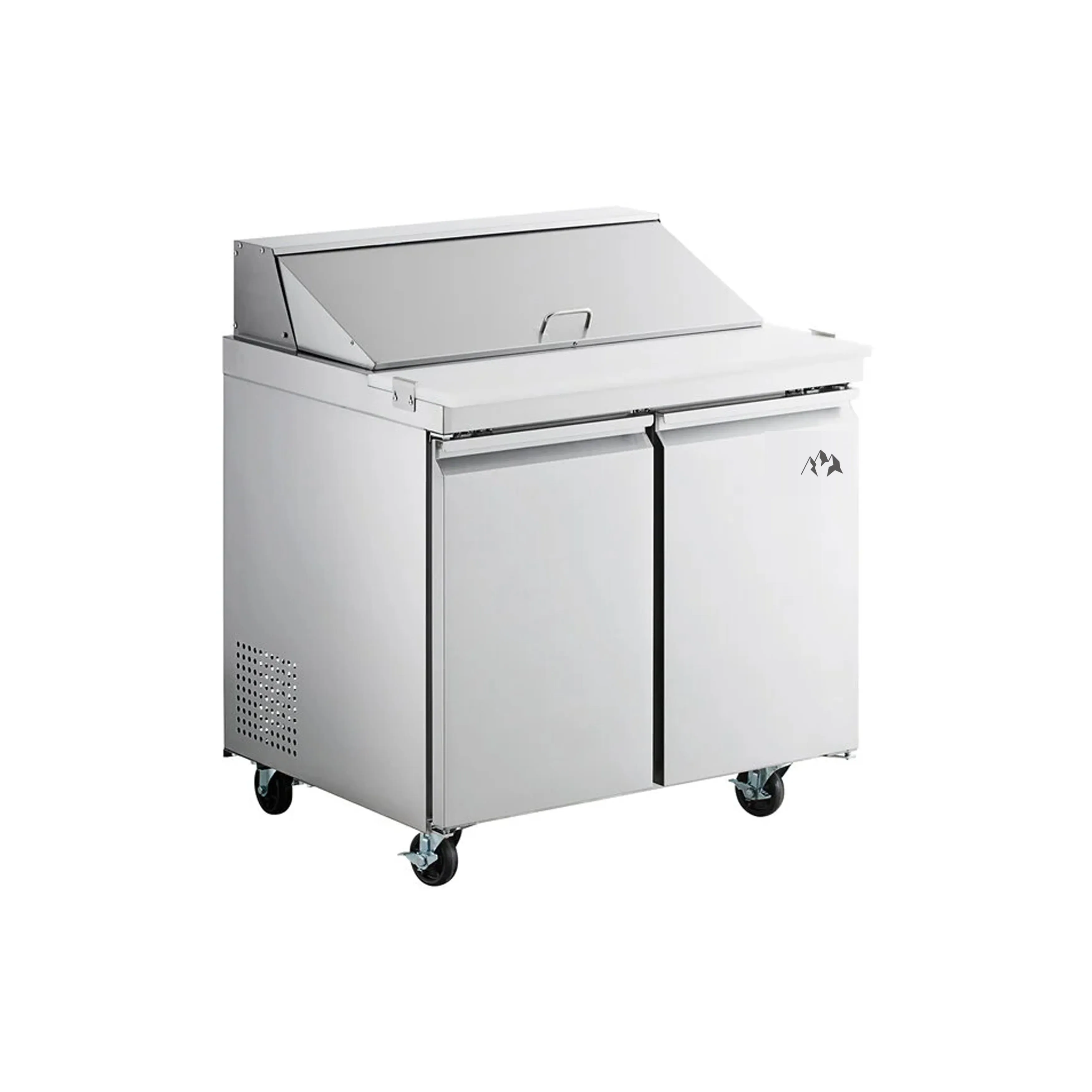 Chef AAA - SS-PT-36-HC. Commercial 36 Sandwich Prep Table Refrigerator 10 Pans 2 Door Stainless Steel 7.6 cu.ft.