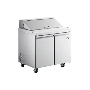 Chef AAA - SS-PT-36M-HC. Commercial 36 Sandwich Prep Table Refrigerator MEGA TOP 15 Pans 2 Door Stainless Steel 7.6 cu.ft.