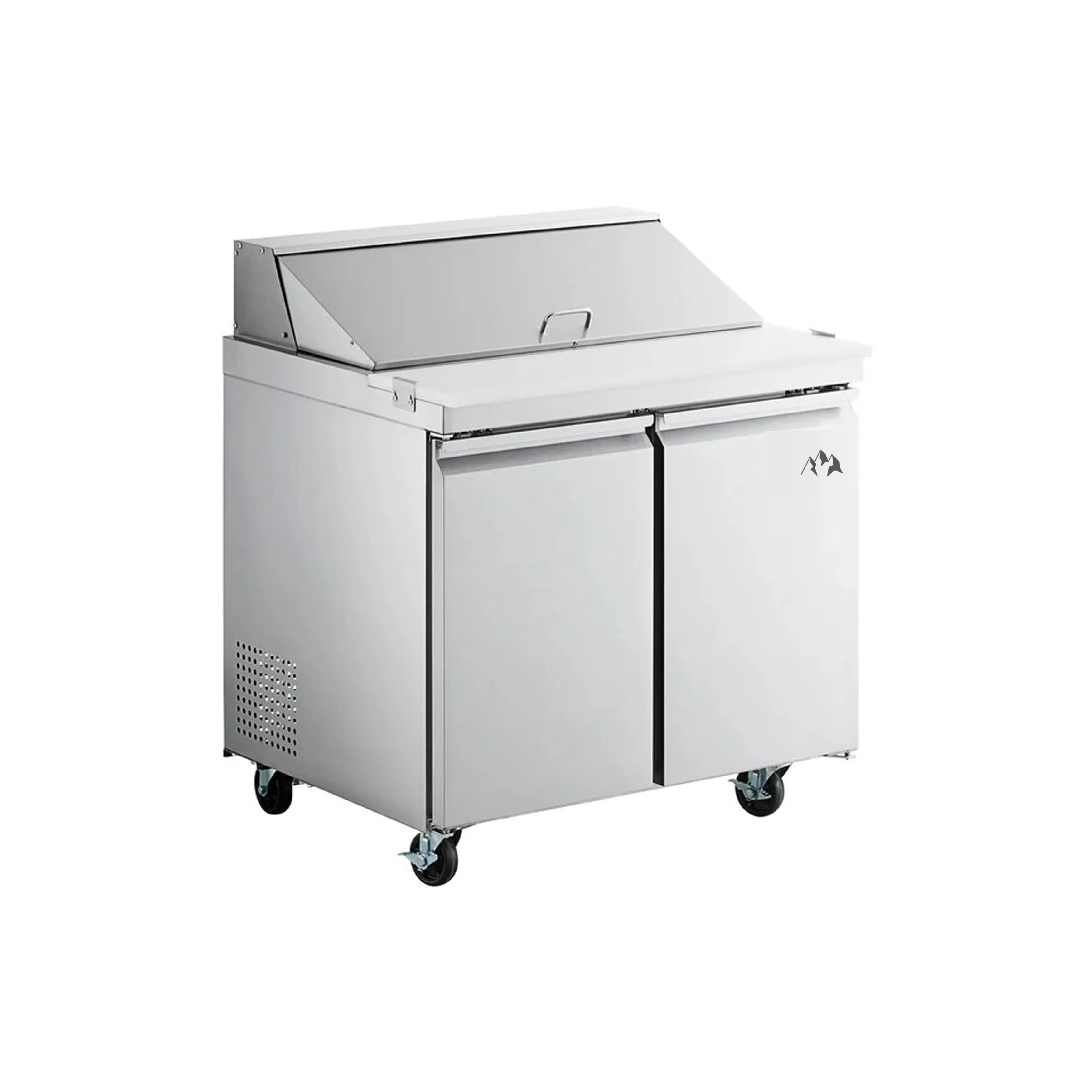 Chef AAA - SS-PT-36M-HC. Commercial 36 Sandwich Prep Table Refrigerator MEGA TOP 15 Pans 2 Door Stainless Steel 7.6 cu.ft.