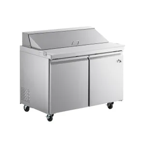 Chef AAA - SS-PT-46-HC. Commercial 46 Sandwich Prep Table Refrigerator 12 Pans 2 Door Stainless Steel 9.5 cu.ft.