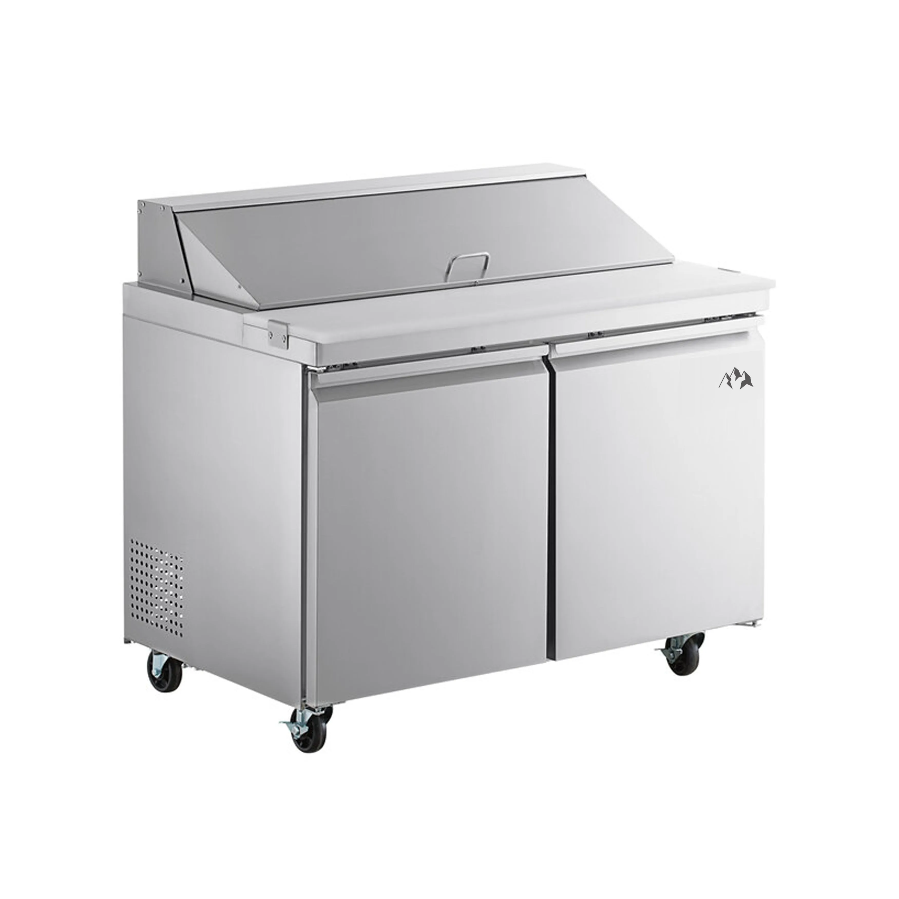 Chef AAA - SS-PT-46-HC. Commercial 46 Sandwich Prep Table Refrigerator 12 Pans 2 Door Stainless Steel 9.5 cu.ft.