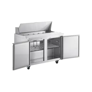 Chef AAA - SS-PT-46M-HC. Commercial 46 Sandwich Prep Table Refrigerator MEGA TOP 18 Pans 2 Door Stainless Steel 9.5 cu.ft.