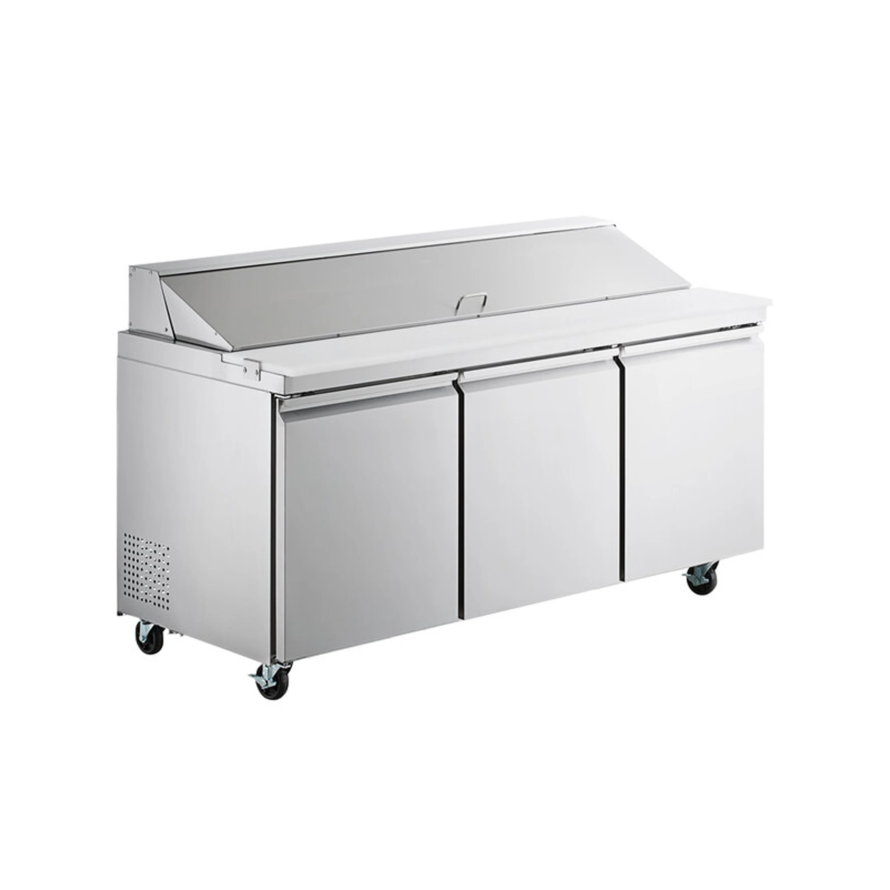 Chef AAA - SS-PT-70-HC. Commercial 70 Sandwich Prep Table 3 Door Stainless Steel Refrigerator 15.5 cu.ft.