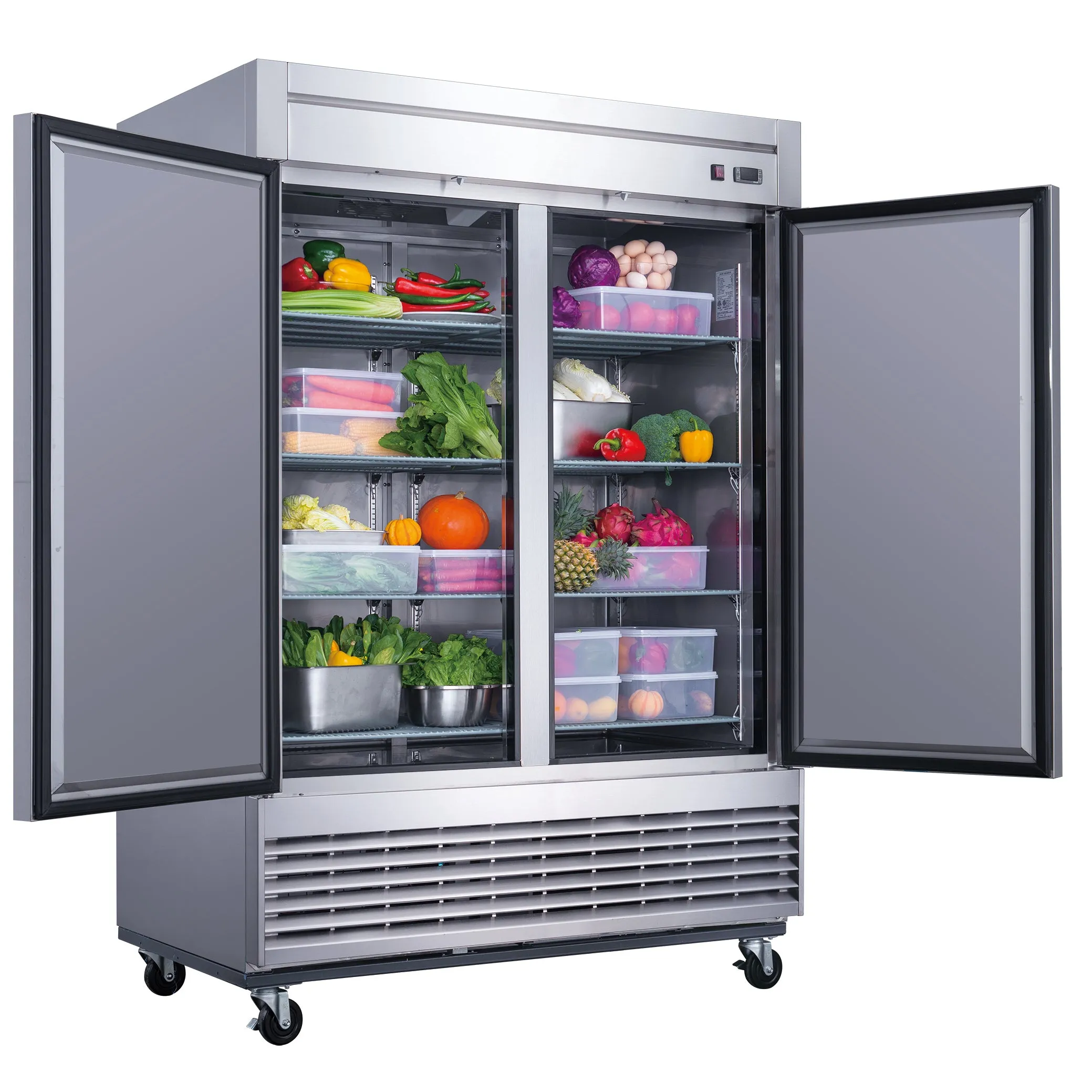 Dukers - D55R. Commercial 55 2 Solid Door Reach-In Refrigerator Stainless Steel 40.74 cu. ft.