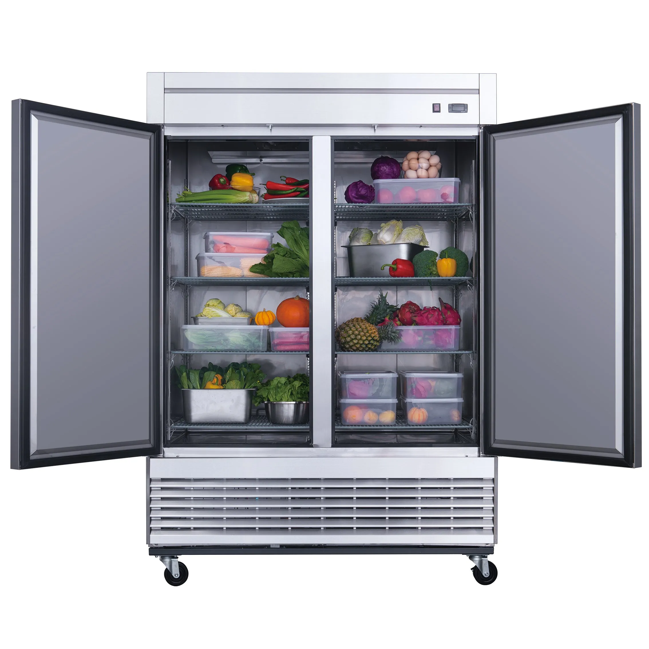 Dukers - D55R. Commercial 55 2 Solid Door Reach-In Refrigerator Stainless Steel 40.74 cu. ft.