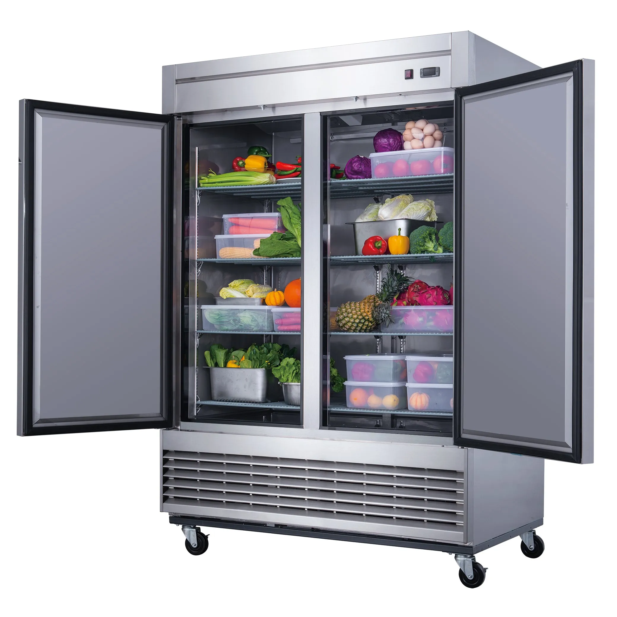 Dukers - D55R. Commercial 55 2 Solid Door Reach-In Refrigerator Stainless Steel 40.74 cu. ft.