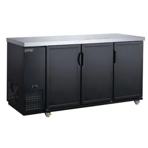 Dukers - DBB72-M3. Commercial 3-Door Back Bar and Beverage Cooler (Solid Doors)