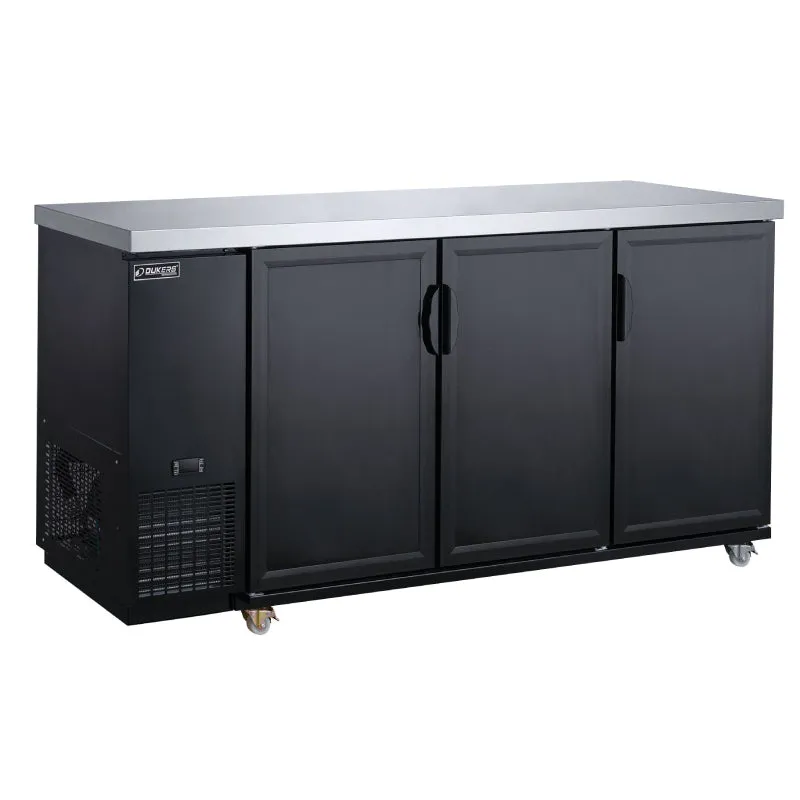 Dukers - DBB72-M3. Commercial 3-Door Back Bar and Beverage Cooler (Solid Doors)