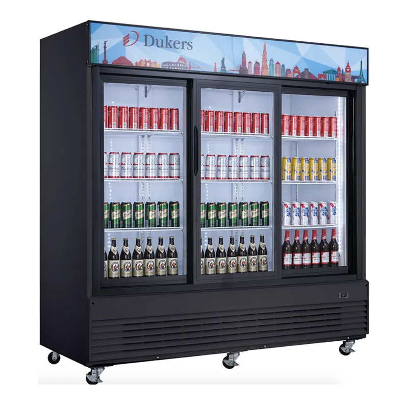 Dukers - DSM-68SR. Commercial 3 Glass Door Merchandiser Refrigerator 69cu.ft. NSF