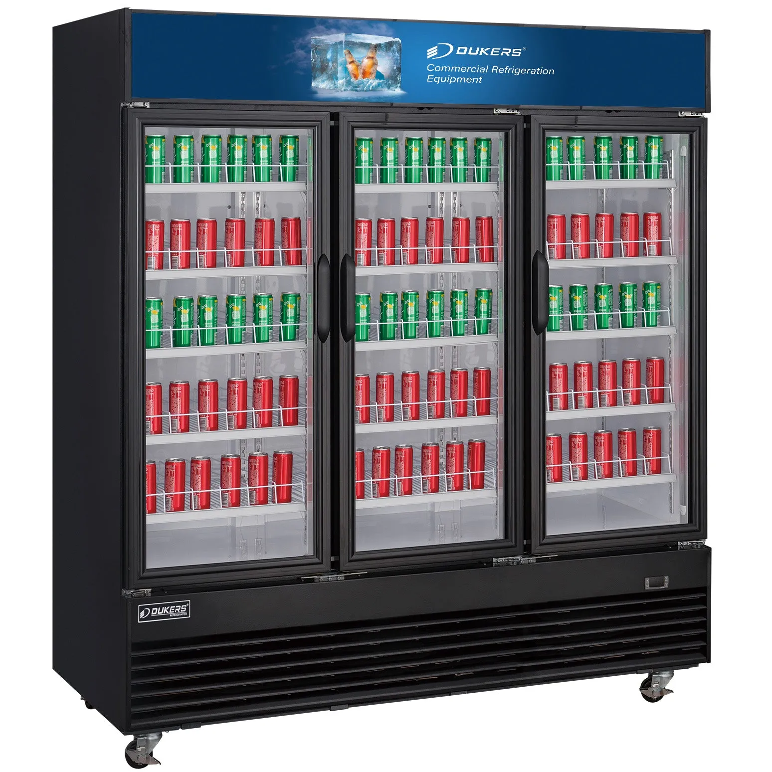 Dukers - DSM-69R. Commercial 3 Glass Door Merchandiser Refrigerator 69.4 cu.ft. NSF
