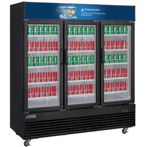 Dukers - DSM-69R. Commercial 3 Glass Door Merchandiser Refrigerator 69.4 cu.ft. NSF
