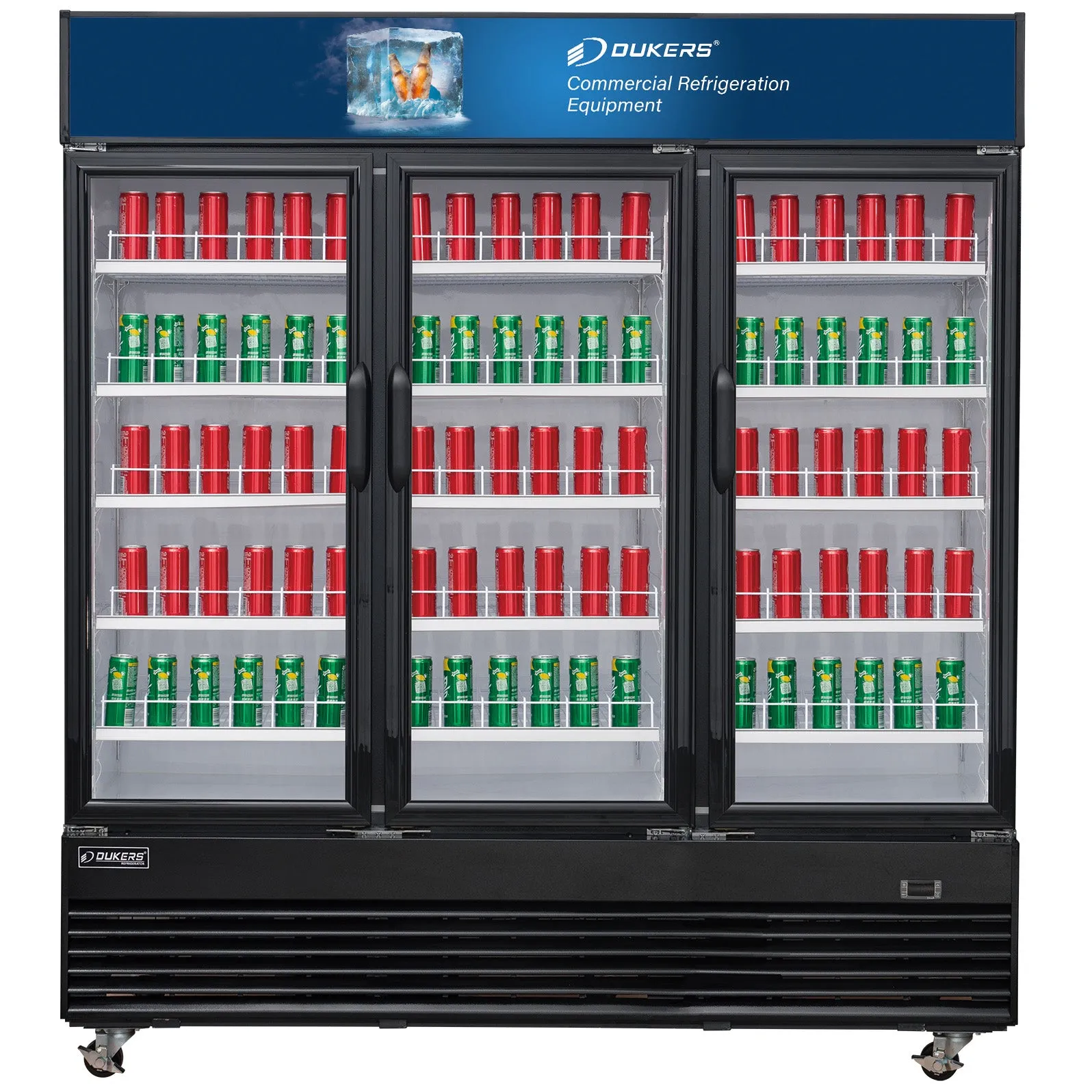 Dukers - DSM-69R. Commercial 3 Glass Door Merchandiser Refrigerator 69.4 cu.ft. NSF