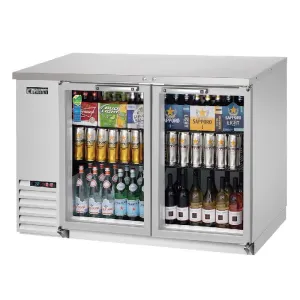 Everest - EBB48G-SS. Commercial 49 Back Bar Refrigerator Cooler Two Section 14 cu. ft.