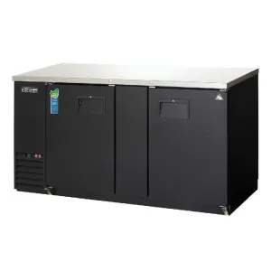 Everest - EBB69. Commercial 68 Back Bar 2 Section Beverage Cooler Solid Door Stainless Steel Work Top 24 cu.ft.