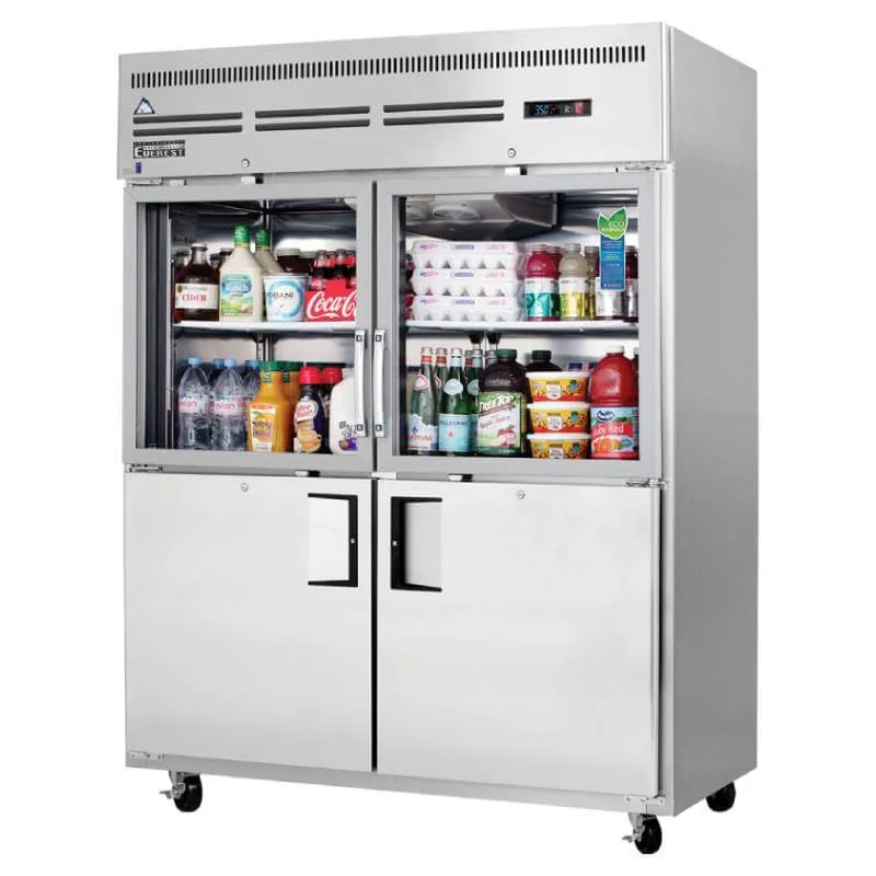 Everest - EGSWH4. Commercial 59 Reach-In Refrigerator 2 Glass 2 Solid Door 55cu.ft.