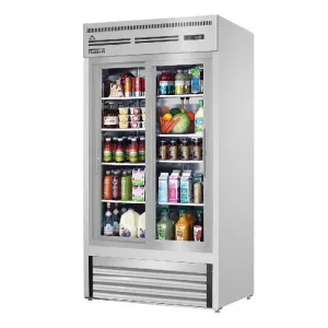 Everest - EMGR33-SS. Commercial 39 2 Sliding Glass Door Merchandiser Refrigerator 33 cu.ft.