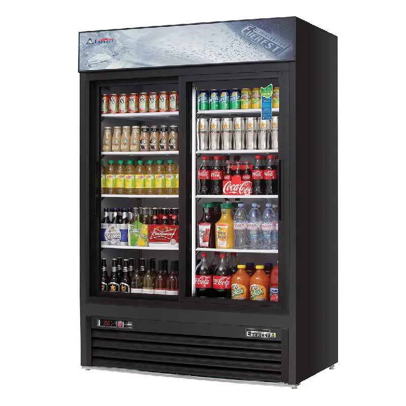 Everest - EMGR48B. Commercial 53 2 Sliding Glass Door Merchandiser Refrigerator 48 cu.ft.