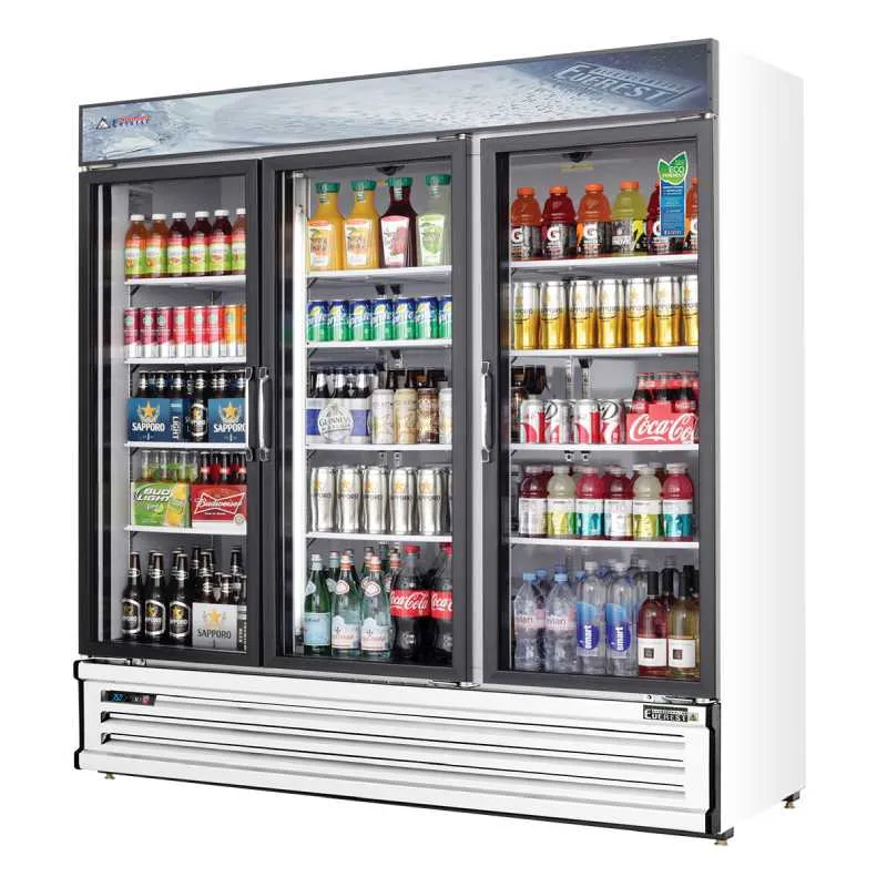 Everest - EMSGR69. Commercial 72 3 Swing Glass Door Merchandiser Refrigerator 71 cu. ft.