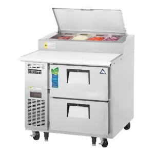Everest - EPPR1-D2. Commercial 35 4 Pan Pizza Prep Table Refrigerator