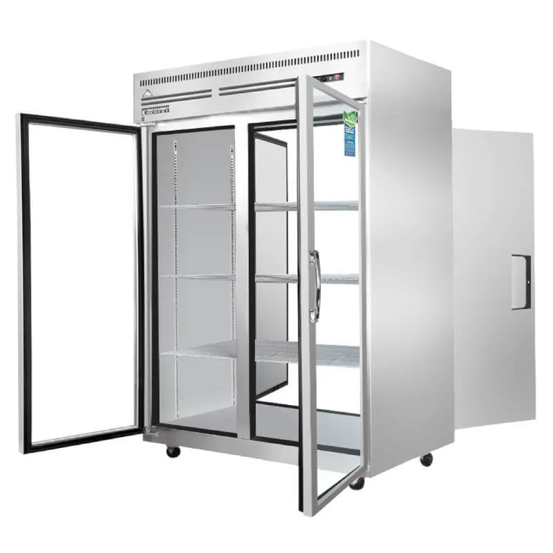 Everest - ESPT-2G-2S. Commercial 49 Two Glass 2 Solid Door Pass Thru Reach-In Refrigerator