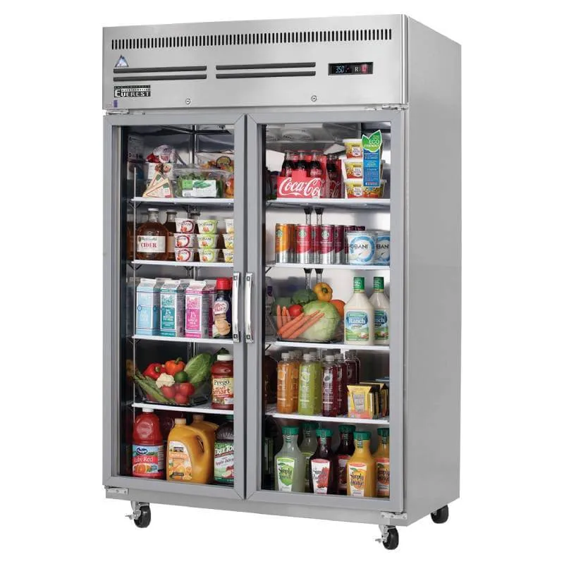 Everest's - ESGR2. Commercial 49 Two Glass Door Reach-In Refrigerator 53 cu. ft.