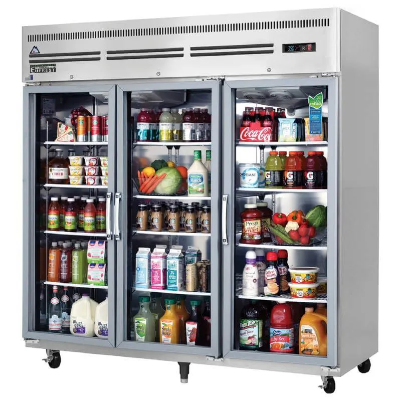 Everest's - ESGR3A. 74 Three Glass Door Reach-in Refrigerator 85 cu.ft.