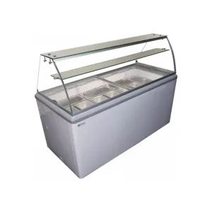 Excellence Industries - HBG-10HC. 59 Commercial Glass Door Ice Cream Dipping Cabinet Freezer (10) 5 Liter Pan 16.5 cu.ft.