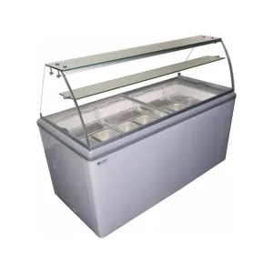 Excellence Industries - HBG-12HC. 70 Commercial Glass Door Ice Cream Dipping Cabinet Freezer (12) 5 Liter Pan 20 cu.ft.