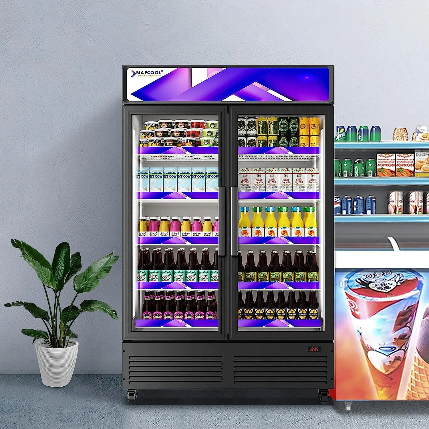 GDR47(H) TWO SECTION Glass Door Merchandiser Refrigerator