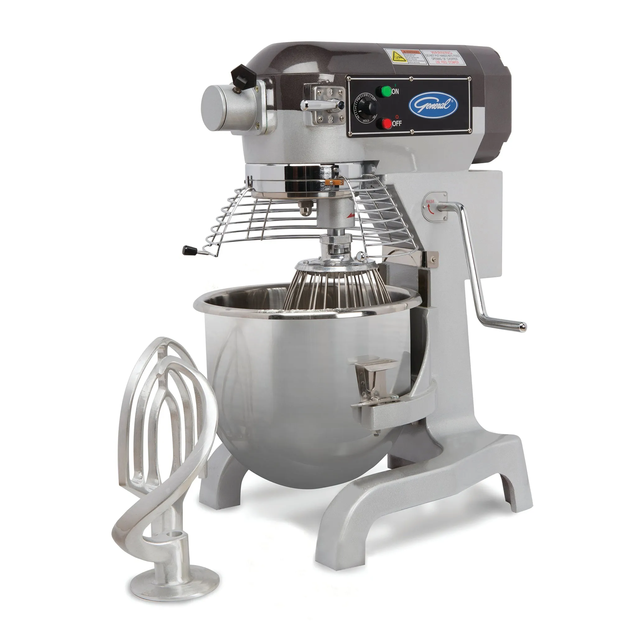 General - GEM120. General Foodservice Planetary Stand Mixer. 20 Quart. with Guard and Standard Accessories. 120V. 1.5 HP. in Stainless Steel
