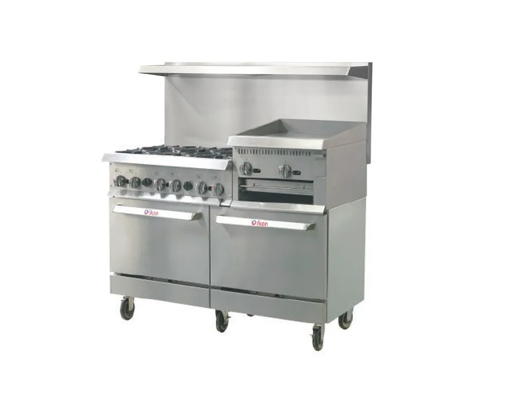 IKON - IR-6B-24RG-60. 60 Gas Range With 24 Raised Griddle & 6 Burners 306.000 BTU